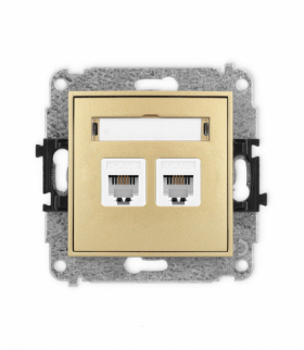 MINI Mechanizm gniazda telefonicznego podwójnego 2xRJ11, 4-stykowy, beznarzędziowe, bez pola opisowego Karlik 29MGTBO-2
