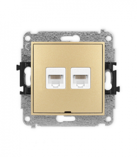 MINI Mechanizm gniazda komputerowego podwójnego 2xRJ45, kat. 5e, 8-stykowy, bez pola opisowego Karlik 29MGKBO-2