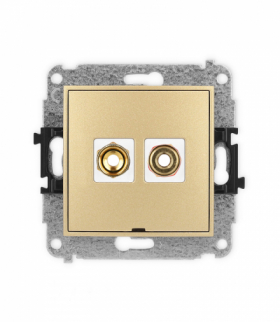 MINI Mechanizm gniazda głośnikowego 1x, bez opisu, bananowe, czerwony i czarny, pozłacany, 4 mm2, skręcany Karlik 29MGGBO-4