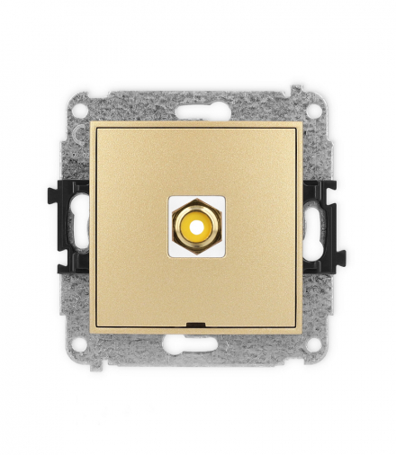 MINI Mechanizm gniazda pojedynczego RCA, bez pola opisowego (typu cinch - żółty, pozłacany) Karlik 29MGRCABO-1