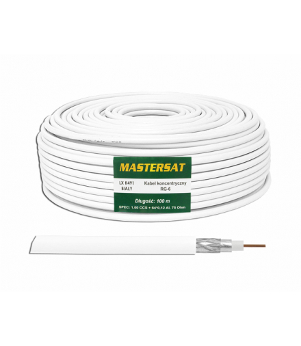 Kabel koncentryczny RG6 CCS + 64x0,12Al, 100m, MASTERSAT LXK491