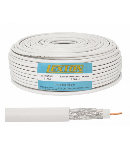 Kabel koncentryczny RG6 1.02 CU + 64x0.12, 100m LXK503