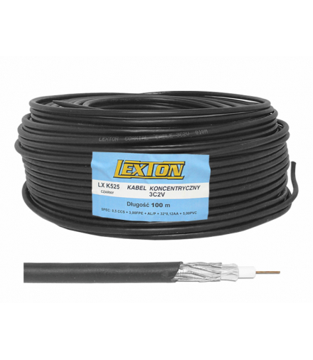 Kabel koncentryczny 3C2V 100m czarny LXK525CZAR