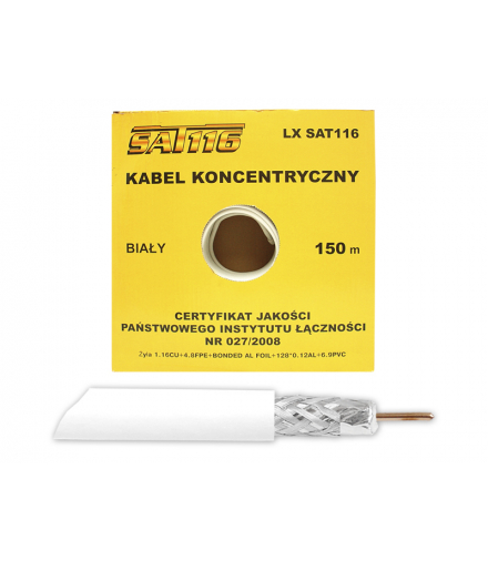 Kabel koncentryczny SAT116 1.16Cu 150m, karton LXSAT116/150