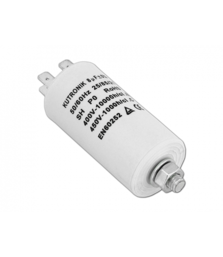 Kondensator silnikowy 8uF/450VAC. LXKON06