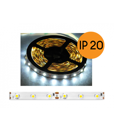 Sznur diodowy ECO IP20, światło zimne białe, 300 diod SMD2835, 5m, białe podłoże. LXL093