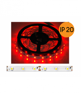 Sznur diodowy ECO IP20, czerwony, 300 diod SMD2835, 5m, białe podłoże. LXL146
