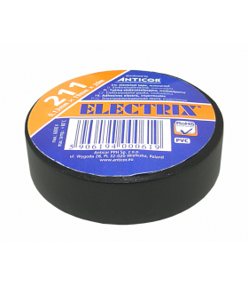 Taśma Electrix 211 PCV, czarna, 15mm x 10m. LXSC077