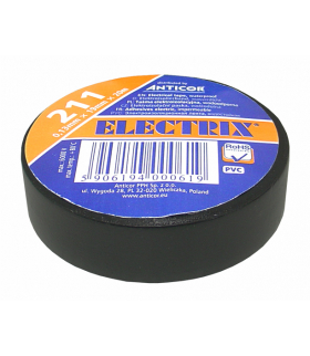 Taśma Electrix 211 PCV, czarna, 19 mm x 20 m. LXSC080