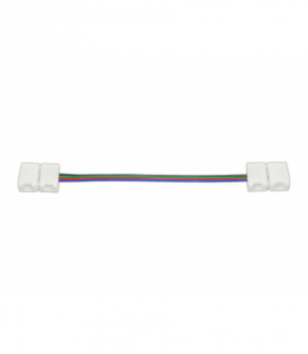 Złącze taśmy LED RGB 10mm, dwustronny zatrzask z przewodami. LX1074