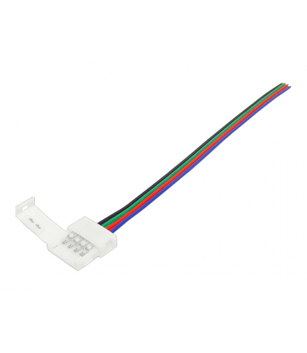 Złącze taśmy LED RGB 10mm, zatrzask z przewodami. LX1075