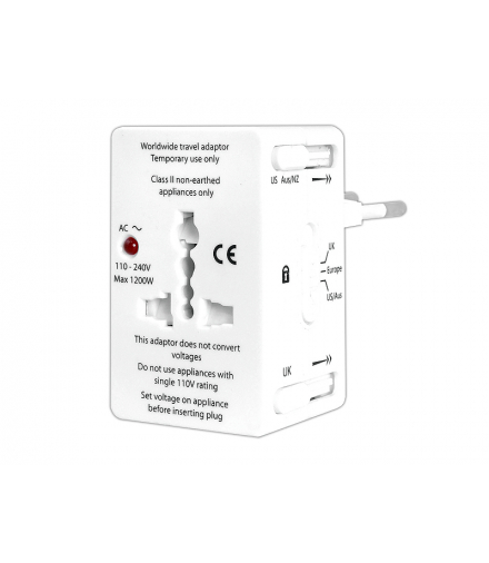 Adapter podróżny, przejście AC uniwersalne Wszystkie Kraje, z zabezpieczeniem. LX6056
