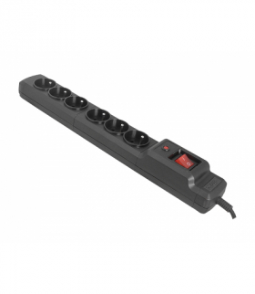 Armac Multi M6 Listwa zasilająca przeciwprzepięciowa, 6 gniazd, przewód 1,5m, czarna ARMAC MULTI M6 1.5M BLACK