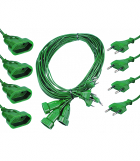Przedłużacz wtyk/gniazdo elektryczne 5m, bez uziemienia, zielony, choinkowy. LX9347