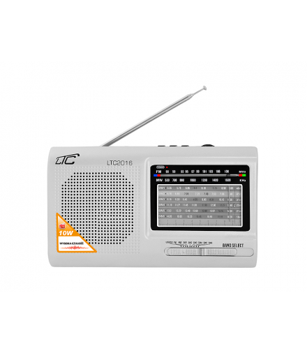 Radio przenośne LTC-2016 WILGA USB z wbudowanym akumulatorem, srebrne. LXLTC2016