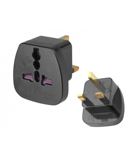 Adapter podróżny, przejście AC wtyk UK-gniazdo uiwersalne czarne LX0565A