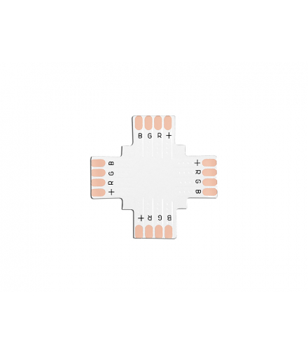 Złącze (konektor) taśmy LED PCB typu "+" 10mm RGB, 4pin. LX1084