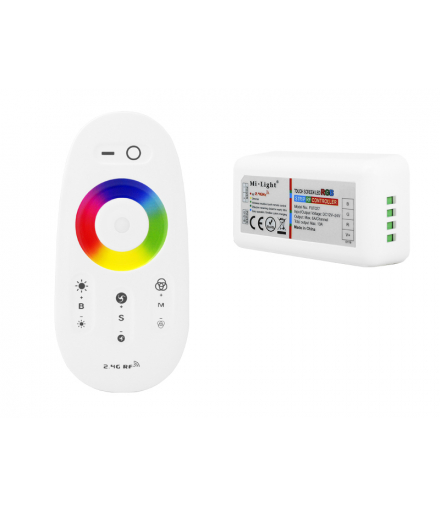 Sterownik RGB Mi-Light ODBIORNIK+PILOT 216W pilot dotykowy, 1-strefa, sterowanie radiowe, funkcja ściemniania, 10A, FUT025. LXRF216RGB