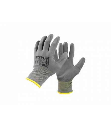 Rękawice ochronne 10" z poliestru, powlekane poliuretanem, szare (12par) LXOR5