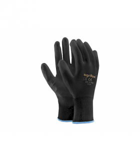 Rękawice ochronna 9" z poliestru, powlekane poliuretanem, czarne (12par) LXOR8