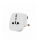 Adapter podróżny, przejście AC Gniazdo Uniwersalne - Wtyk angielski, białe z zabezpieczeniem LX6088