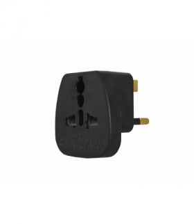 Adapter podróżny, przejście AC Gniazdo Uniwersalne - wtyk angielski, czarne, z zabezpieczeniem LX6089