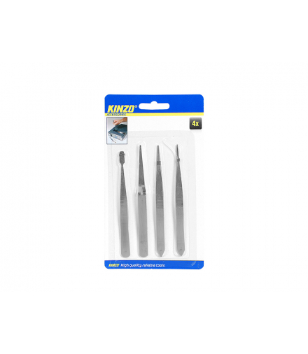 Zestaw pincet, pęset precyzyjnych kpl.4szt KINZO. LXAST196