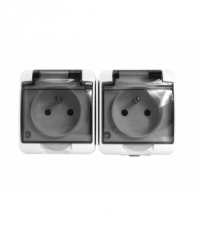 GNIAZDO PODWÓJNE NATYNKOWE 2x2P + Z MODERN, 16A-250V, białe. LXELE02
