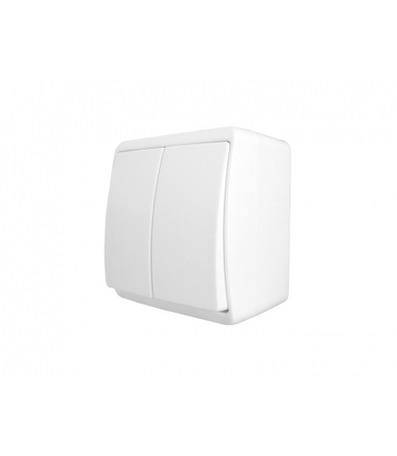 Wyłącznik podwójny NATYNKOWY MODERN 10A-250V, biały. LXELE04