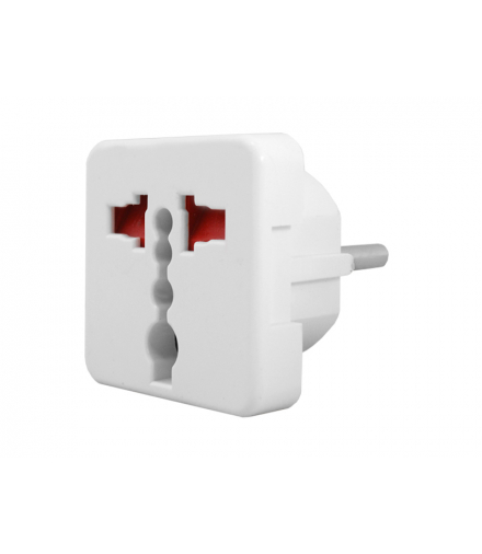 Adapter podróżny, przejście AC Wtyczka PL-Gniazdo Uniwersalne, białe. LX6090B