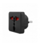 Adapter podróżny, przejście AC Wtyczka PL-Gniazdo Uniwersalne, czarne. LX6090CZ