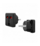 Adapter podróżny, przejście AC Wtyczka PL-Gniazdo Uniwersalne, czarne. LX6090CZ