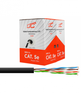 Kabel komputerowy - skrętka UTP 100% Cu + Żel outdoor, zewnętrzny czarny 100m LX2911