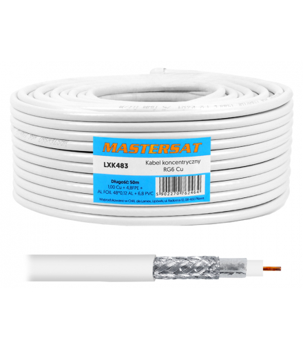 Kabel koncentryczny RG6 Cu 50m Mastersat. LXK483