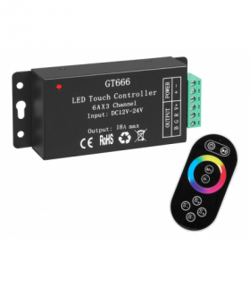 Sterownik RGB TRF8B 216W / 432W, pilot dotykowy, sterowanie radiowe. LXTRF8B