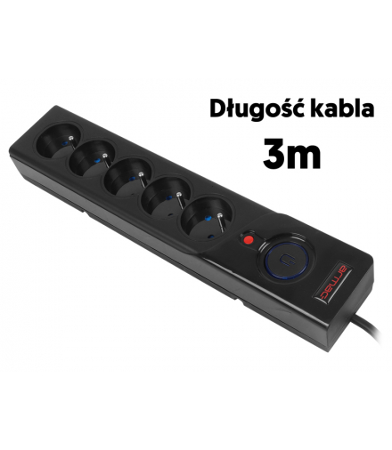 Listwa przepięciowa Z5 3m, czarny. LXACZ5-3/C