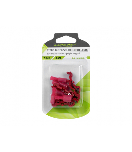 Szybkozłączki zaciskane rozgałęźne, typ-T, czerwone 0.5-1.5 mm, 15 A max, op 5szt. LXETS160