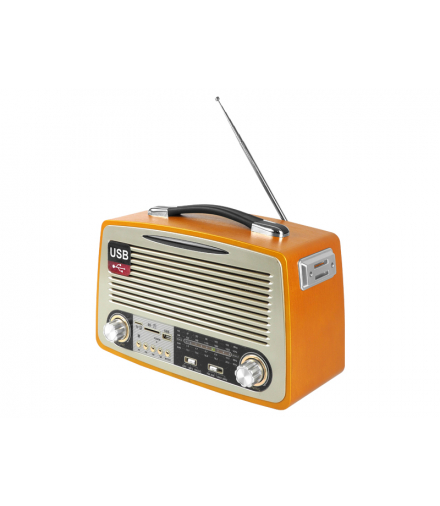 Radio przenośne FM/USB/SD/AUX/BT, retro, akumulator, złote. LXMD1700BT/Z