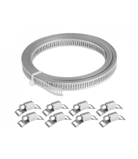 Zestaw do robienia opasek zaciskowych: taśma 8 mm x 3 m + 8 zacisków ślimakowych, 86084. LX86084