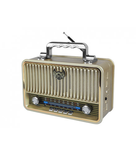 Radio przenośne FM/USB/SD/AUX/BT Retro złote akumulator LXMD1908Z