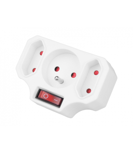 Rozgałęźnik wtyczkowy z włącznikiem R12WS-B, biały. LXW01138