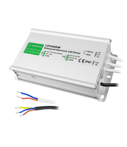 Zasilacz LED wodoodporny IP67 12 V/200 W. LXTRF102