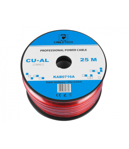 Kabel zasilający samochodowy Car Audio 12GA/4.5 mm, CU+AL, czerwony 25m LXK716A