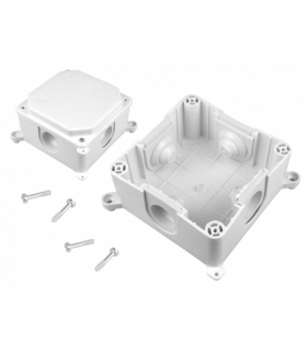 Puszka odgałęźna, dławica D-25 pod przewód wymiar 103 x 103 x 60, IP44, biały. LXPK-2P