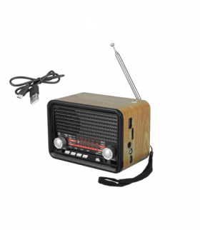 Radio przenośne RETRO MK-159BT Bluetooth, FM, USB, TF, AUX, z akumulatorem 1200mAh, 2xR20, dąb naturalny. LXMK159D