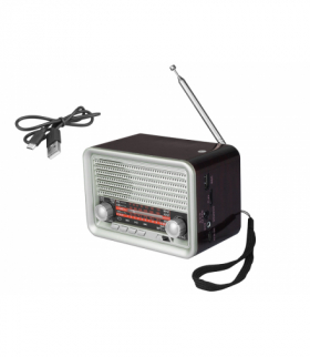 Radio przenośne RETRO MK-159BT Bluetooth, FM, USB, TF, AUX, z akumulatorem 1200mAh, 2xR20, mahoń. LXMK159M