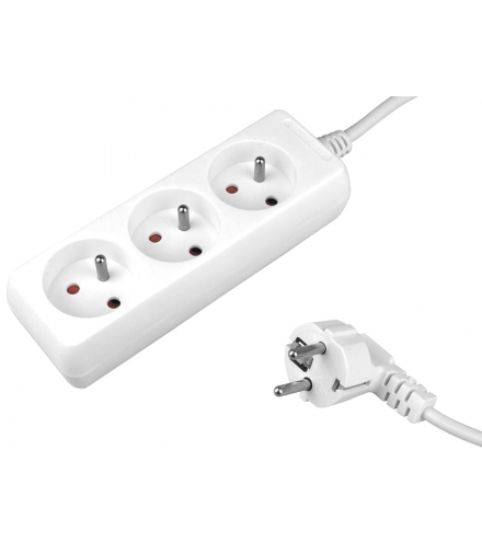 Przedłużacz z trzykrotnym gniazdem ECO, 3X2p, 10A, 5m, BIAŁY. LXW97476
