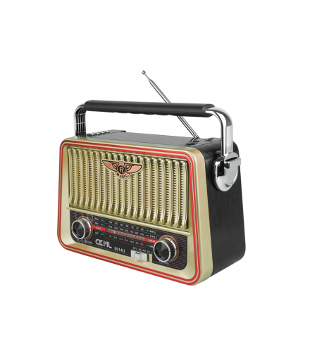Radio przenośne FM/USB/SD/AUX/solar Retro akumulator złote LXVX345Z