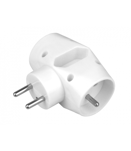 Rozgałęźnik podwójny R-21 2x2P+Z+2p / II 3x2,5A 230V, IP20, biały. LXW01142