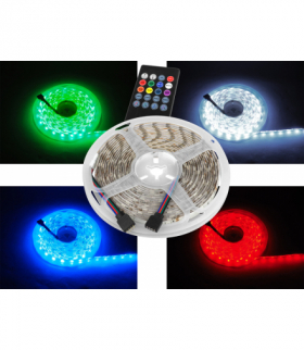 Zestaw:Sznur diodowy RGB IP65 300diód SMD5050+Music control(sensor dźwięku)+pilot+zasilacz LXL3251